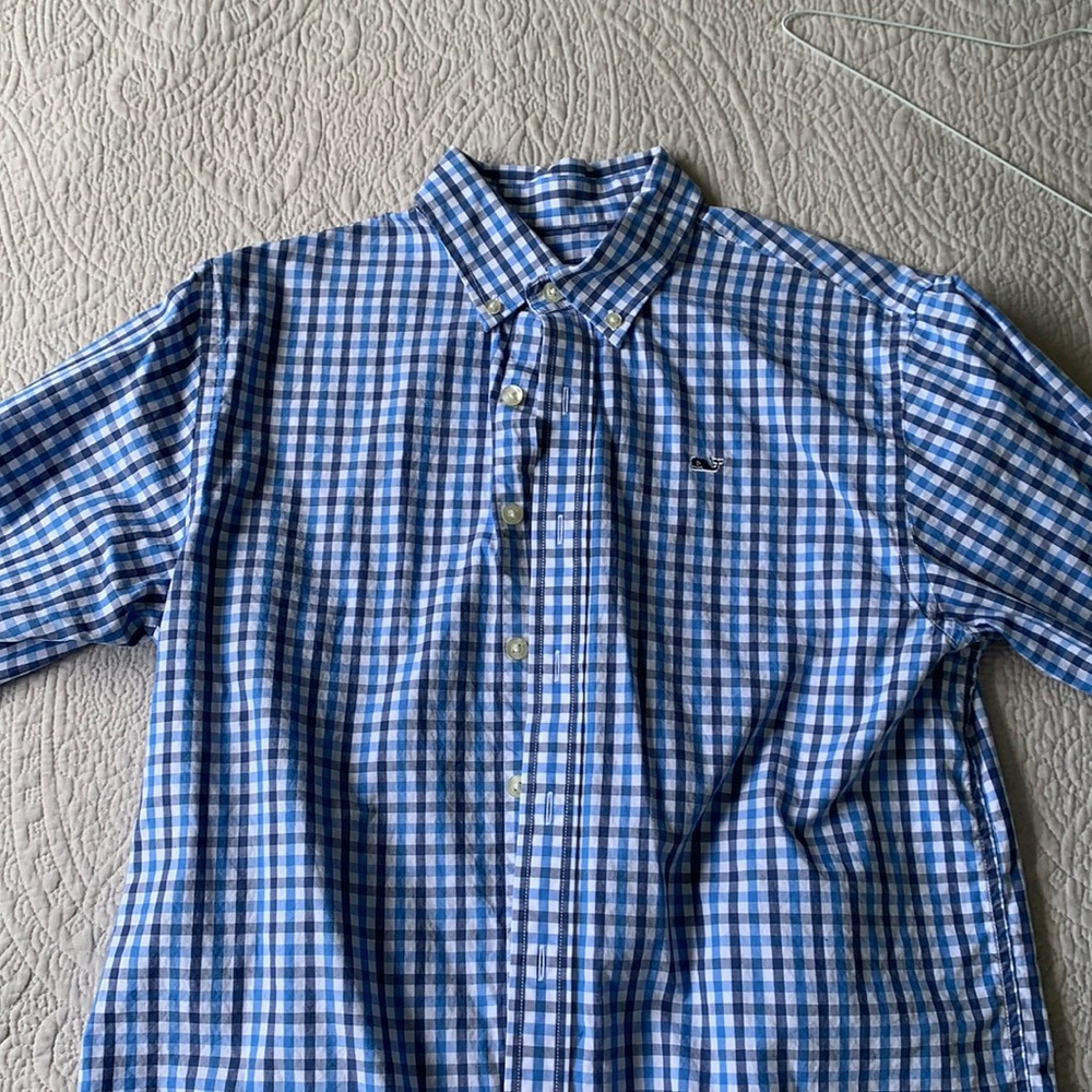 blue plaid vineyard vines shirt
